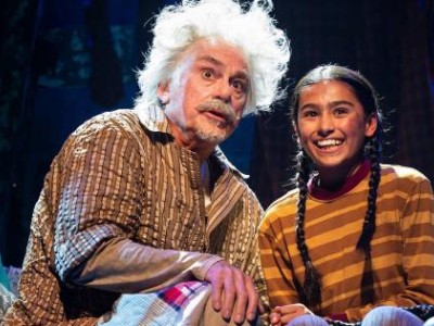 Gene Weygandt (left) as Grandpa Joe and Meena Sood is Charlie Bucket in "Charlie and the Chocolate Factory" at the Paramount Theatre in Aurora.